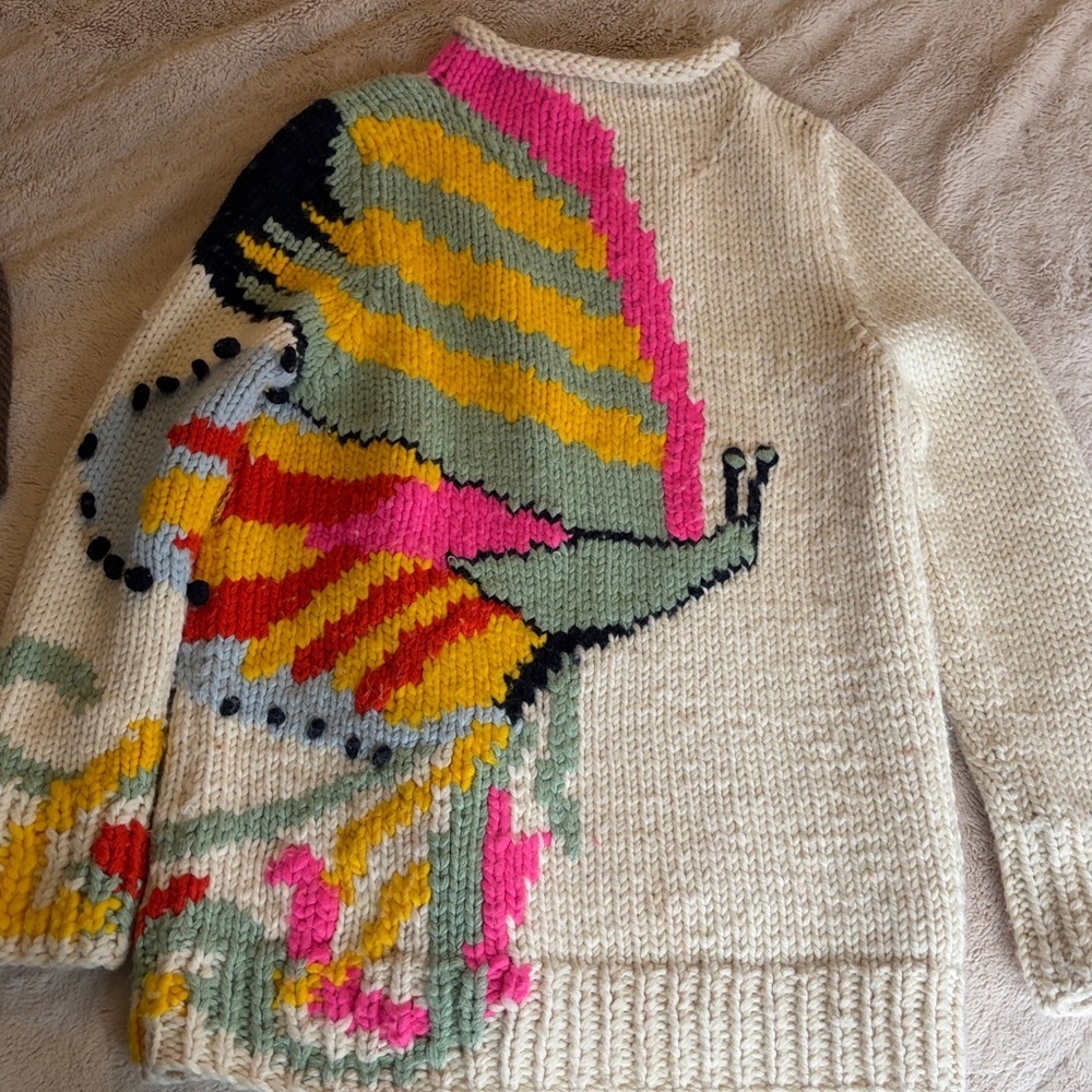 TORY BURCH BUTTERFLY WOOL SWEATER SIZE S/M $595 - Picture 5 of 9